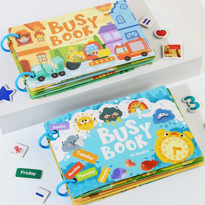 Children'S Educational Early Education Enlightenment Cartoon Paste Quiet Book Sticker Material Bag Flip Book Suit Busy Book - Image 5